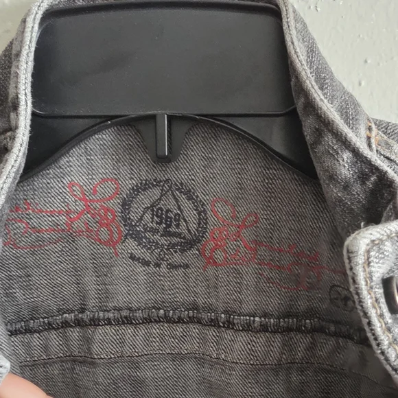 Vintage Y2K GAP 1969 Gray Washed Denim Crop Jacket M - Picture 3 of 7